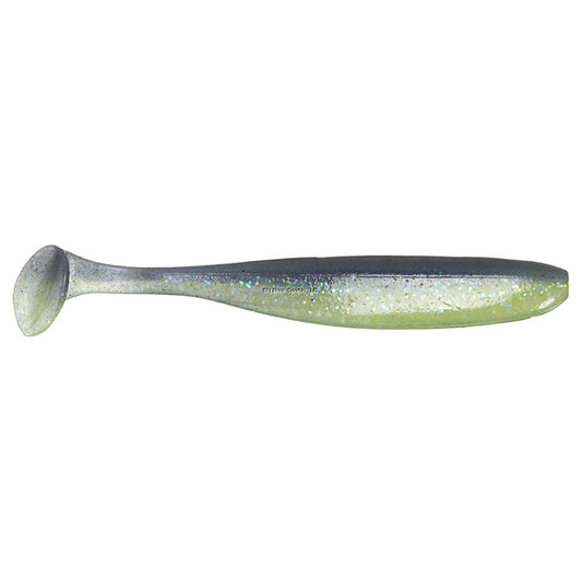 Keitech Easy Shiner, Electric Blue Chartreuse, 4", Shad Shaped Paddletail Swimbait, 7Pk, Blister Pack, Squid Scent Infused