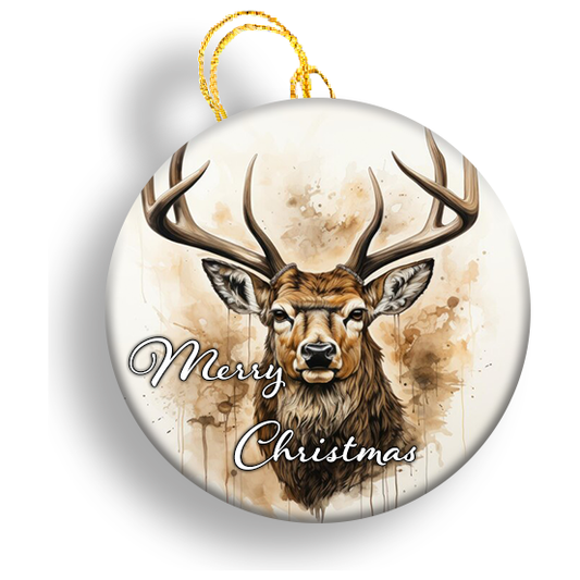 Merry Christmas Hunting Ceramic Holiday Ornament