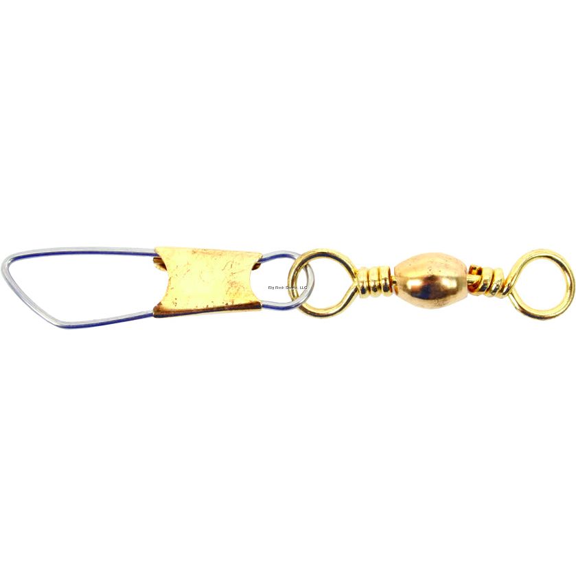 Eagle Claw Barrel Swivel Size 1/0 w/Safety Snap-Brass, 2Pk