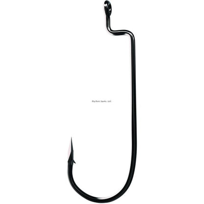 Eagle Claw Trokar Heavy Duty Worm Hook Forged, Round Bend, Ringed Eye, Black Chrome 1/0-7Pk