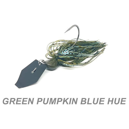 WOBD Bladed Jig, 1/2oz Green Pumpkin Blue Hue