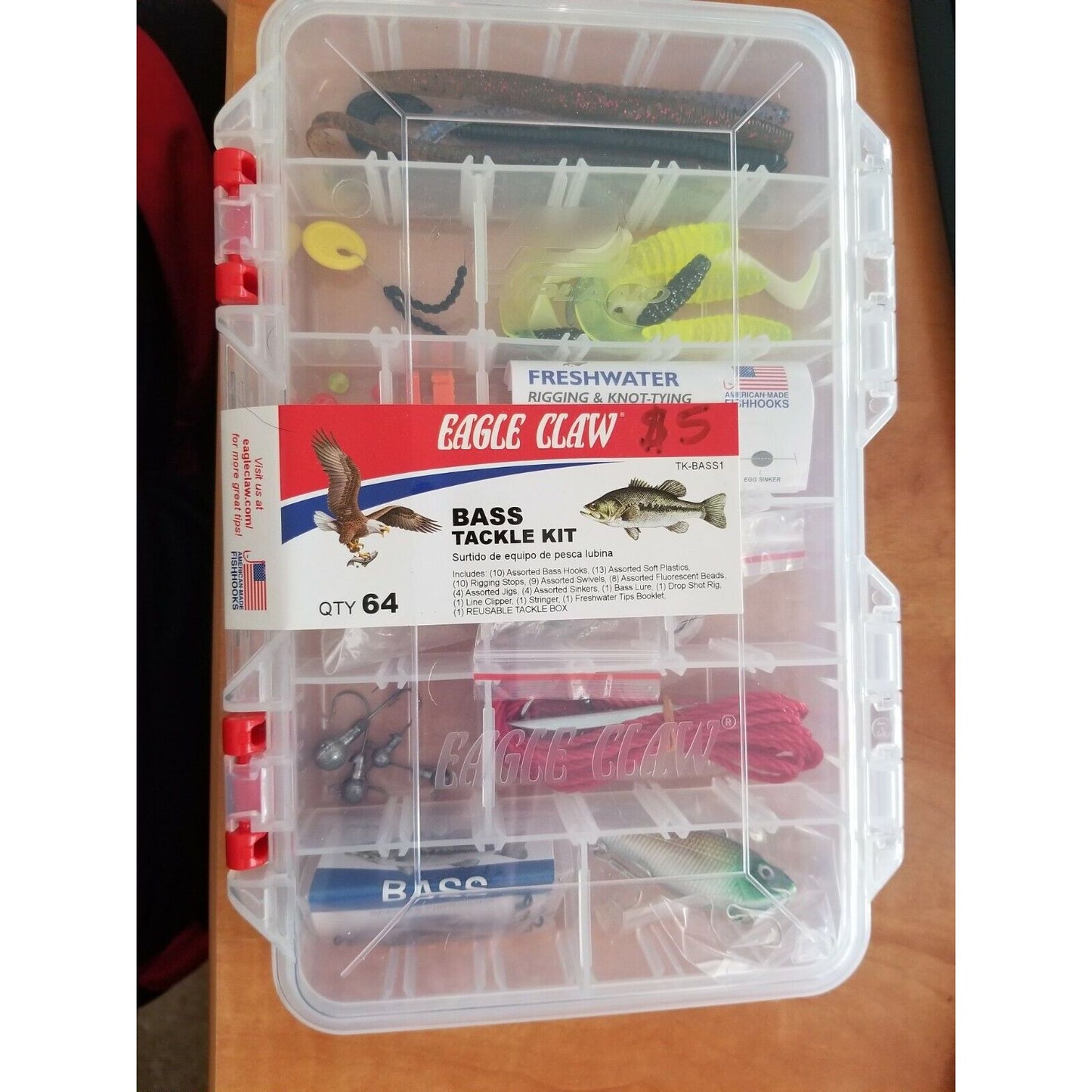 Eagle Claw Assorted Bass Tackle Kit, 64 Pieces