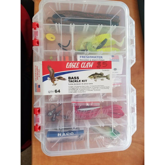 Eagle Claw Assorted Bass Tackle Kit, 64 Pieces